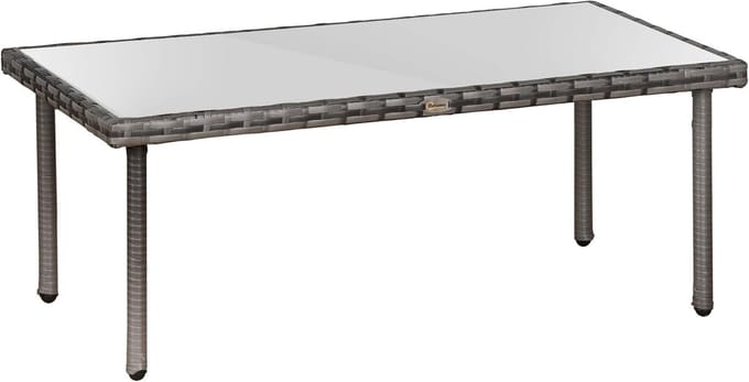 Moderne Salontafel voor Buiten - Gehard Glas - Polyrotan - Grijs