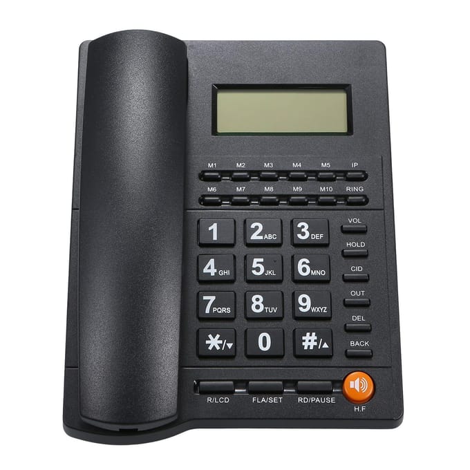Vaste telefoon met vaste telefoon, met nummerherkenning, LCD-scherm, verstelbaar zwart