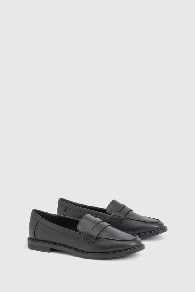 boohoo Dames Basic Platte Loafers | Black | Maat: 4