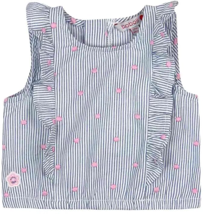 Boboli Poplin Mouwloze Blouse Blauw 9 Months Meisje