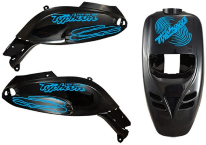 Piaggio Typhoon Stickerset - Cyclone - Licht Blauw