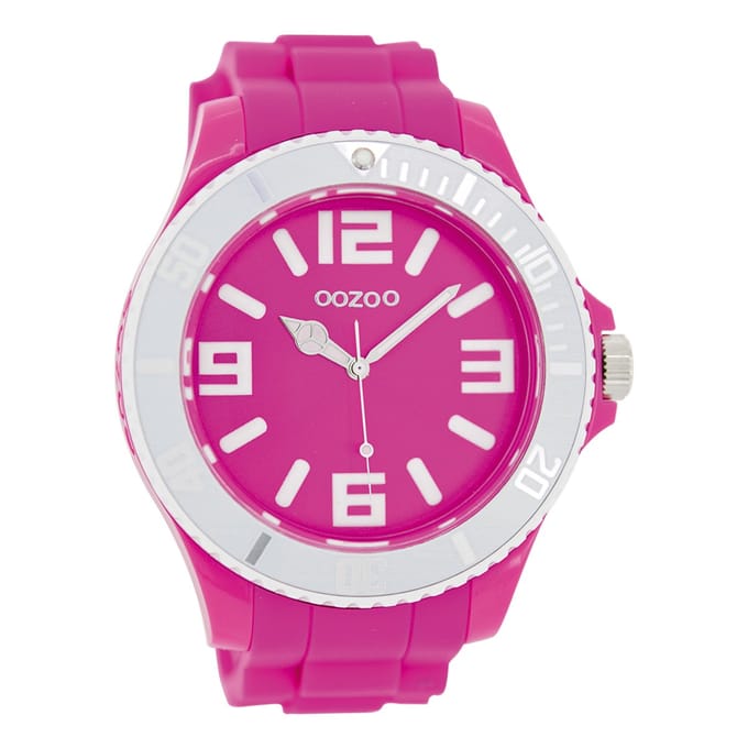 OOZOO Timepieces - Roze horloge met roze rubber band - C5818
