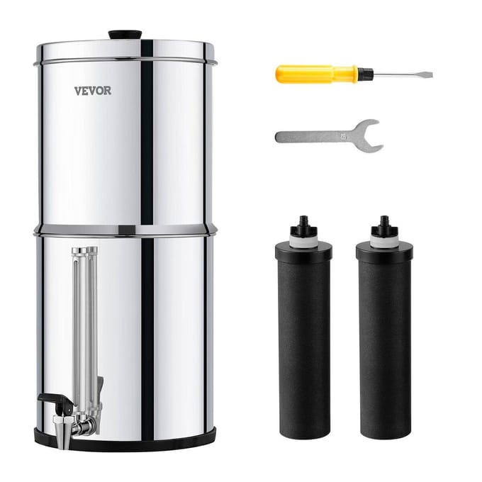Zwaartekracht Waterfilter Systeem, 2.25G 304 Roestvrij Staal Aanrecht Systeem, Waterfiltratiesysteem, Vermindert Lood en tot 99% van Chloor, met 2