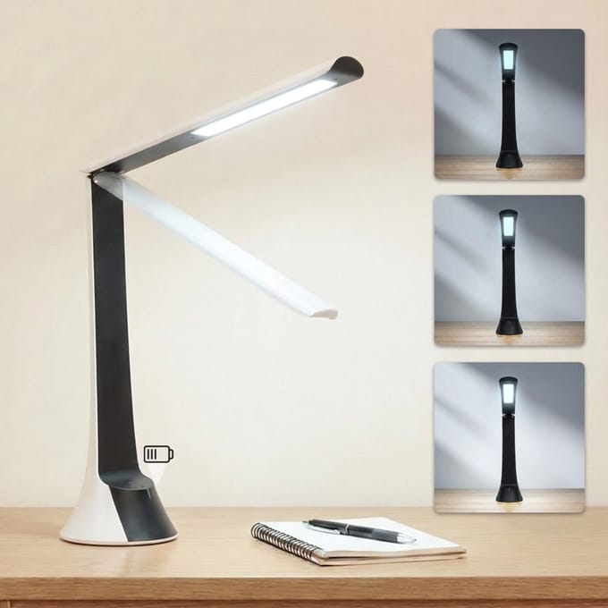 SBR - Traveller - Led Bureaulamp met accu- Acculamp - Oplaadbaar - leeslamp - Dimmer - Daglicht - Wit