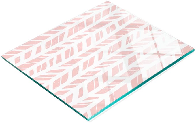 Decoratieve glazen serveerplank voor snacks, visgraatpatroon, 60x52 cm