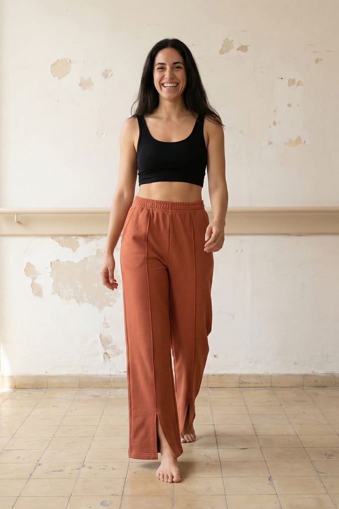 Hoge taille wijde been gebreide joggingsbroek