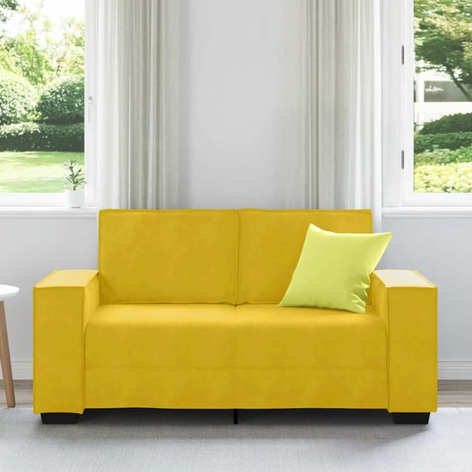 vidaXL - Tweezitsbank - 160x78x84 - cm - fluweel - geel