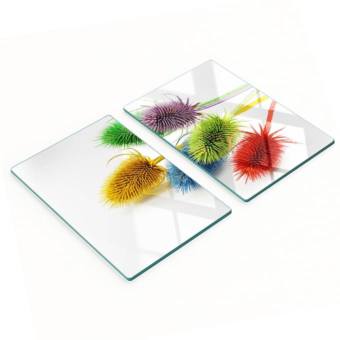 Set van gehard glazen snijplanken met distelprint, 2x40x52 cm