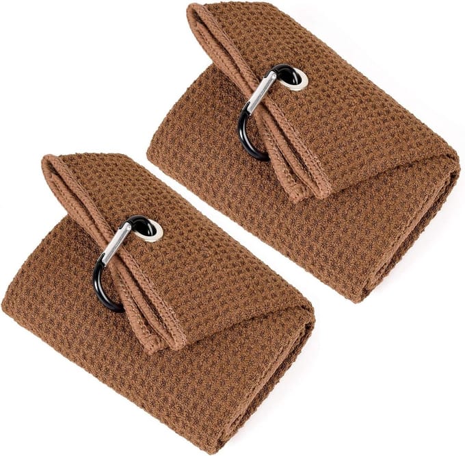 Golfhanddoek - Microvezel handdoek - Golfbaan schoonmaken - Wafelpatroon ontwerp - 40x53 cm - Bruin