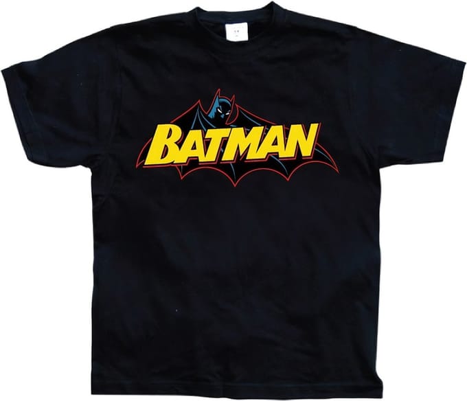 DC Comics Batman Heren Tshirt -M- Retro Logo Zwart