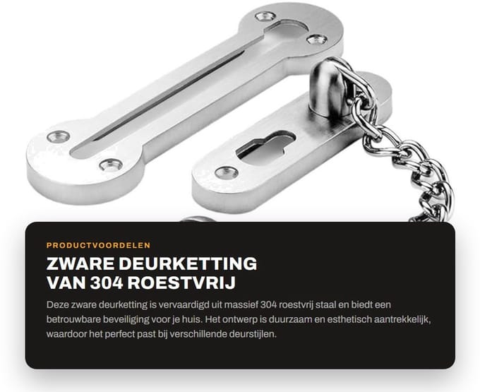 Dailygoods - Zware Deurketting van 304 Roestvrij Staal voor Beveiliging