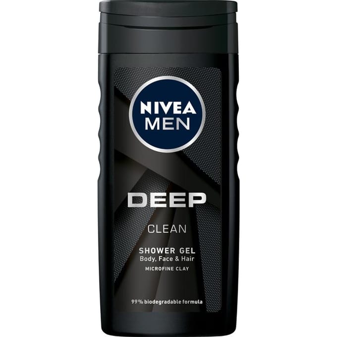 Nivea Men Deep Clean Gel Douche Homme 3 en 1 - Nettoyant 250ml