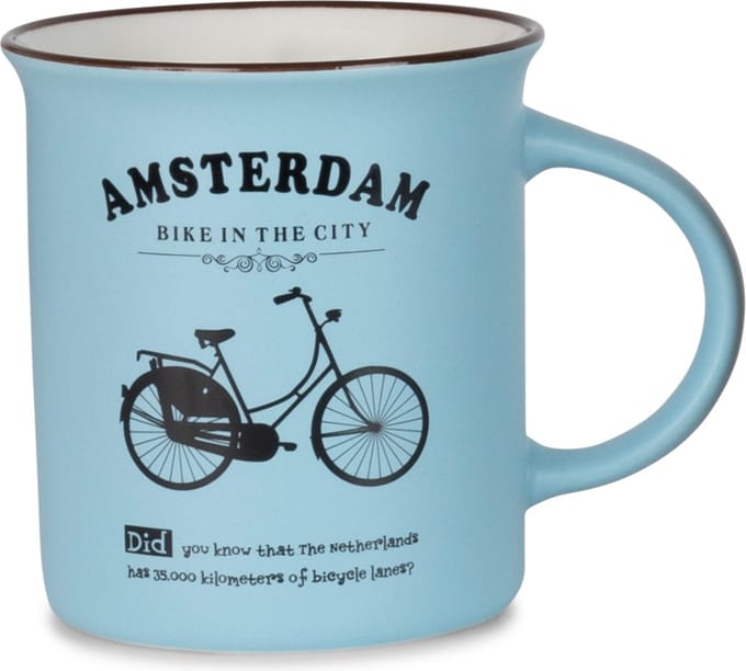 Memoriez - Mok - Fiets - Amsterdam - Mat blauw