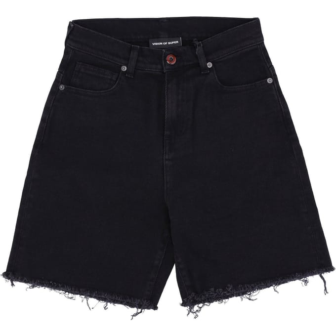 Korte jeans voor heren met coating, denimshort, zwarte denim