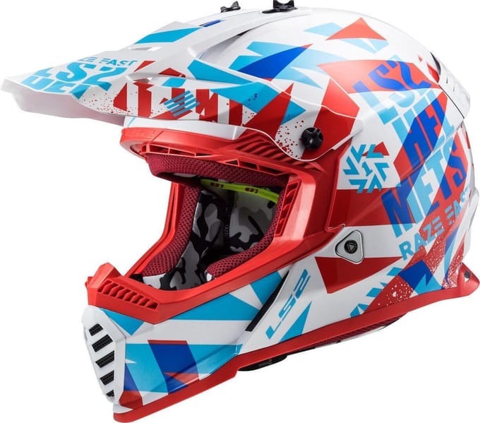 LS2 MX437 Fast Evo Mini Funky Rood Wit Crosshelm - Maat S - Helm