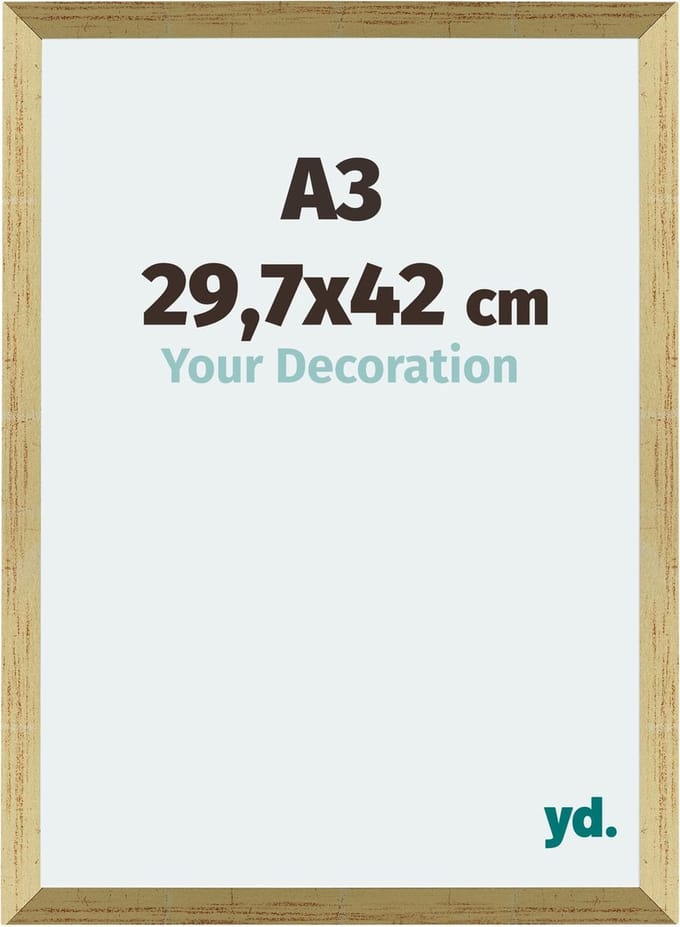 Your Decoration - Fotolijst A3 29,7x42 cm - MDF - Goud Glans - Mura