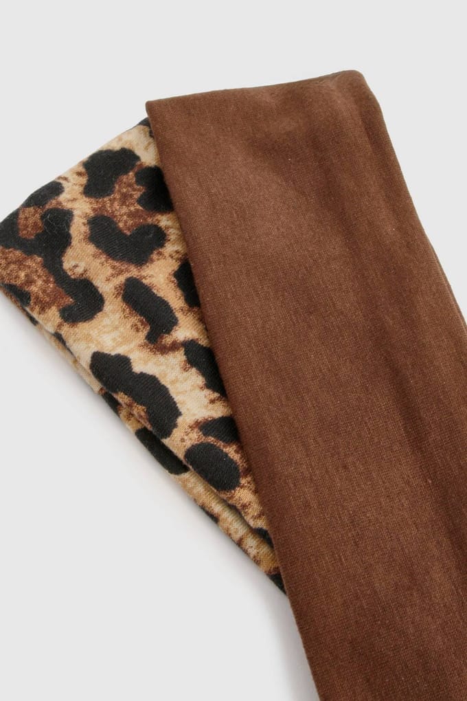 boohoo Dames 2 Pack Leopard Jersey Hoofdbanden | Luipaardprint