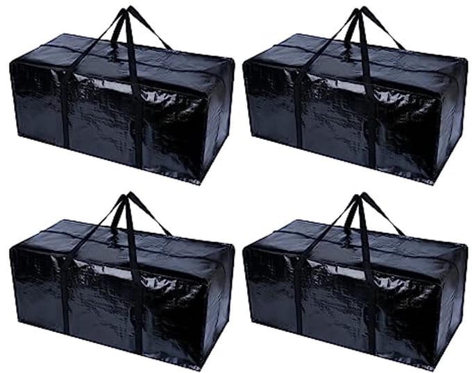 Zwarte E Bewegende Tassen - 4 Pack Extra Grote Herbruikbare Opbergdozen voor Verhuizing en Opslag