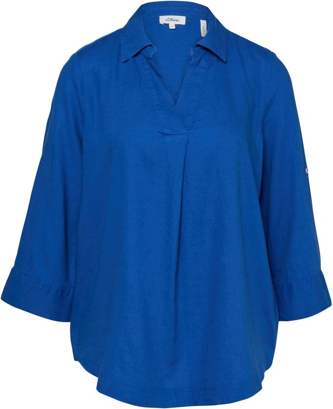 Linnen gemengde blouse met 3/4 mouwen en kraag voor dames s.Oliver