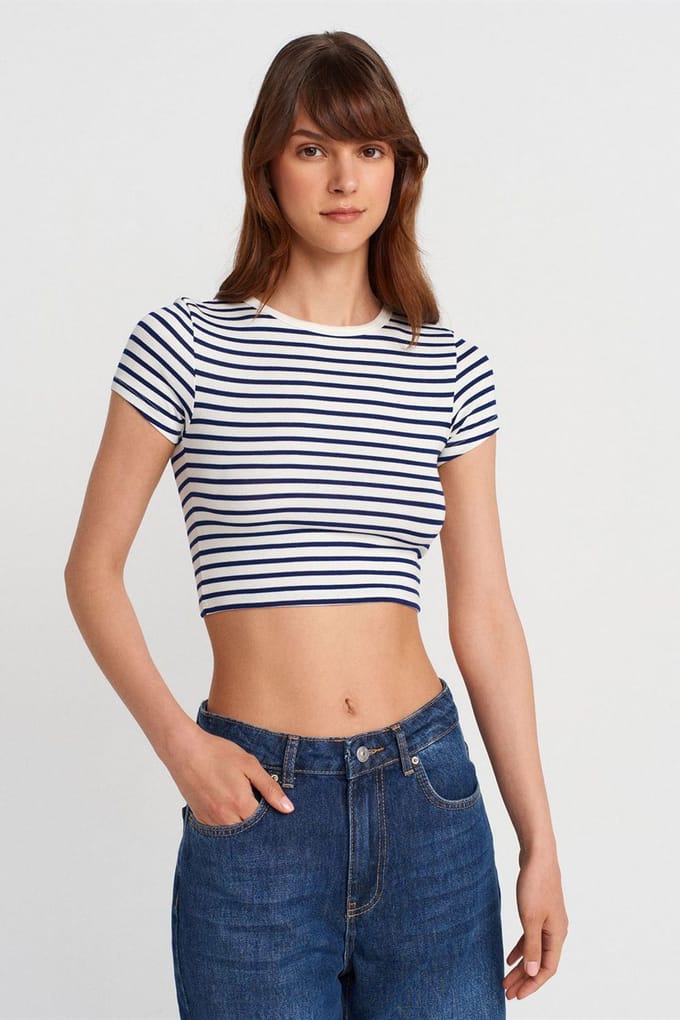 Gestreepte Crop Top Blouse