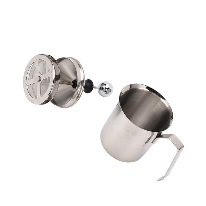 Handmatige Melkopschuimer 500cc Roestvrij Staal Dubbellaags Dik Handvat Handpomp Opschuimer voor Thuis Café white