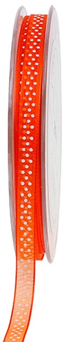 Decoratief lint oranje met stippen 7mm 20m
