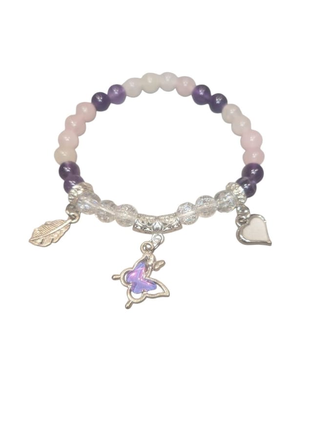 rozenkwarts, amethist en iris bergkristal armband