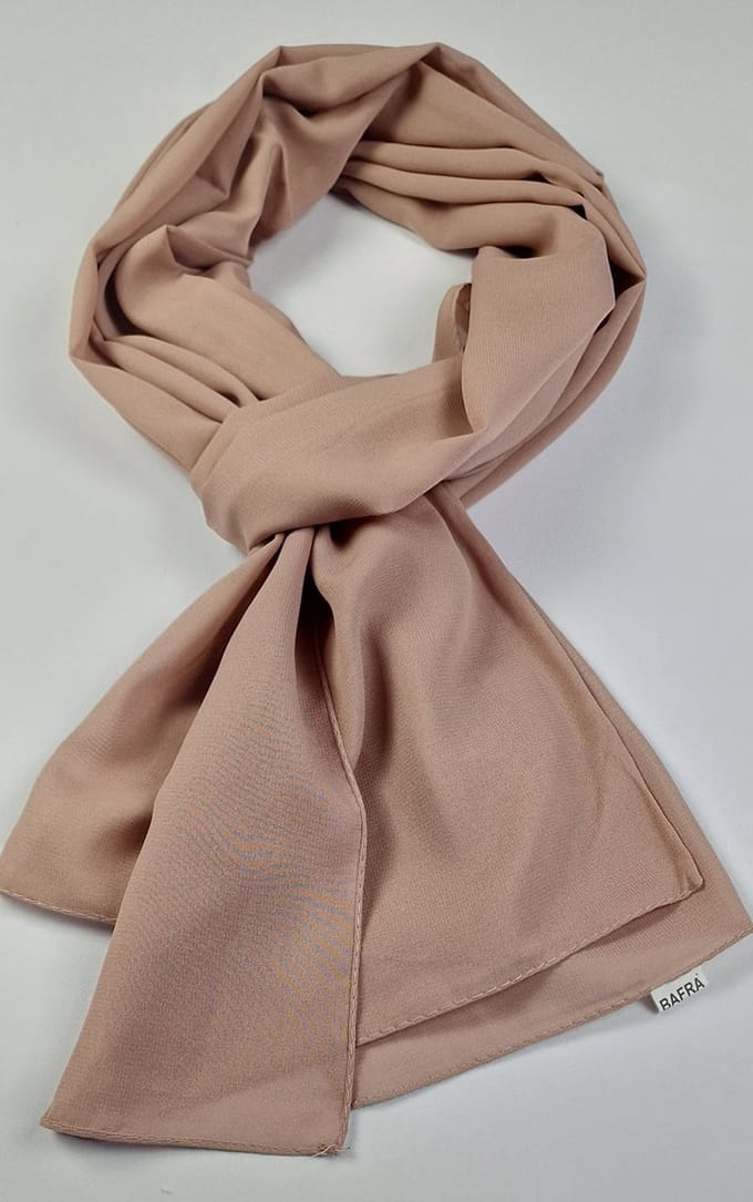 Hoofddoek effen van chiffon stof / 70 x 200 cm extra lang