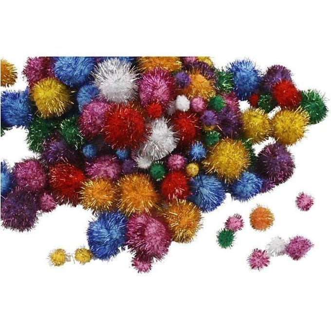 CC Pompoms Multigekleurd Glitter 15-40mm 400 stuks