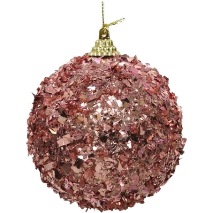Decoris Roze Kerstbal met folieglitter