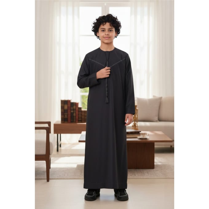 Kinderen jongens grijs Ramadan Eid Marokkaanse Jubba gewaad moslim Djellaba Thobe LFS-K-TT008