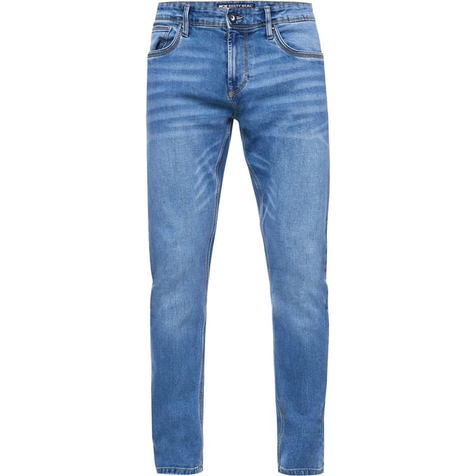 Blauwe used jeans broek "MELVIN" slim fit katoen stretch