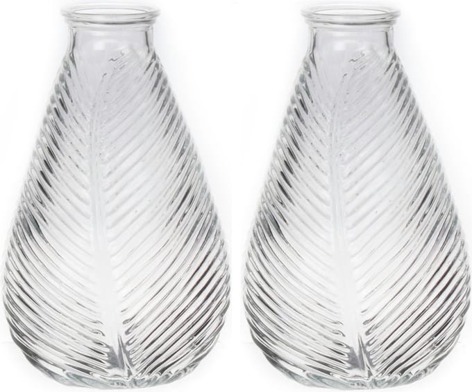 Bellatio Design Bloemenvaas - 2x - helder transparant glas - D14 x H23 cm - vaas