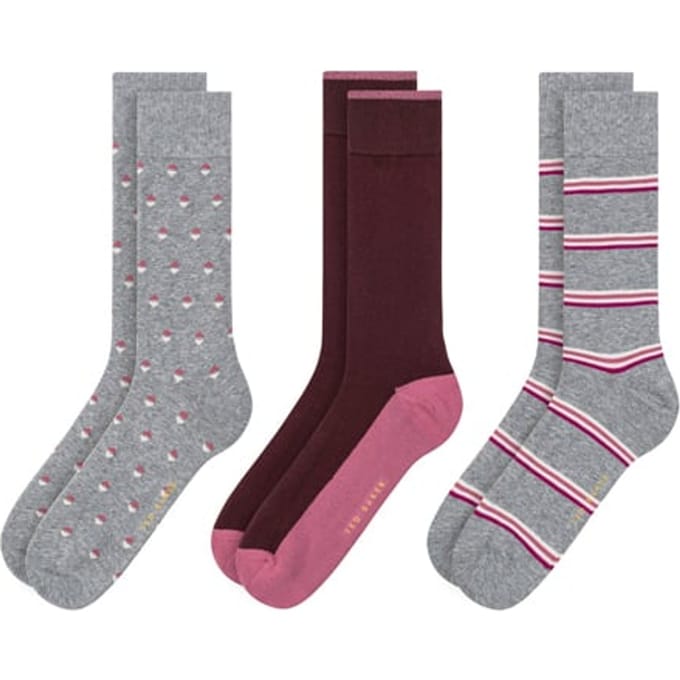 Ted Baker 3pk Mens Non Terry Crew Medium Grey Taglia: OS | Calzini Outlet | Uomo | Grigio
