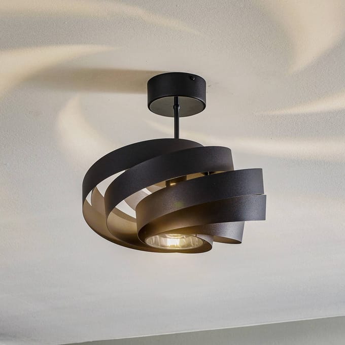 Domiluce Vento plafondlamp, zwart, Ø 40 cm, metaal, E27