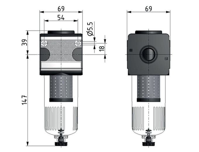 Voorfilter 0.3micron G1/2'' 500l/min Auto Polycarbonaat Multifix 2