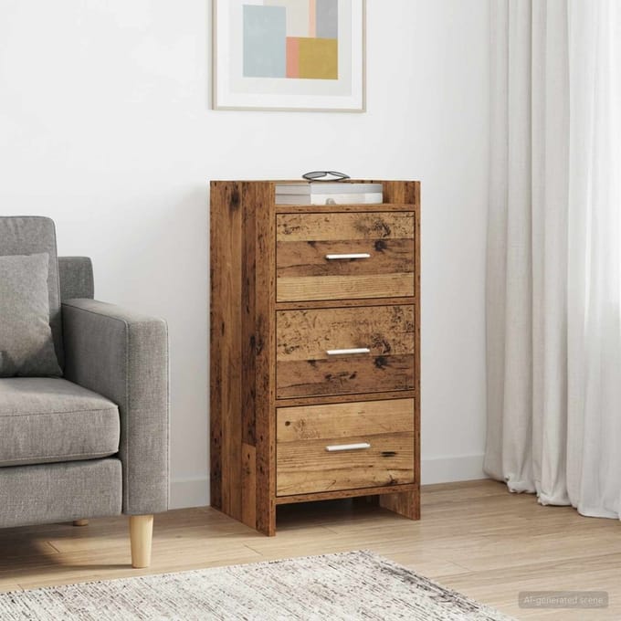 vidaXL - Dressoir - Oud - hout - 40 - x - 36 - x - 80 - cm - Bewerkt - hout