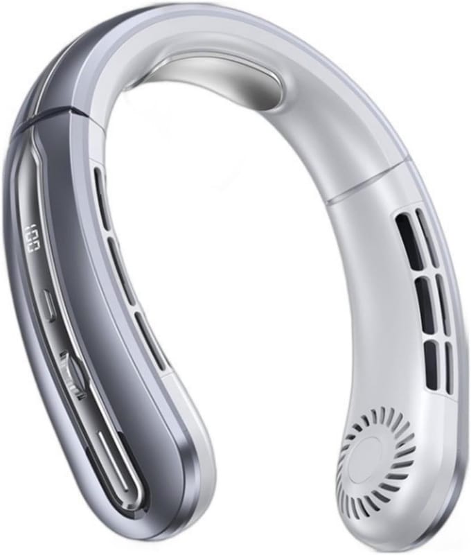 Draagbare nekventilator, 100 snelheden, bladloos ontwerp, oplaadbaar via USB-C, ultrastil bij 60 windsnelheden (Deep Space Grey)