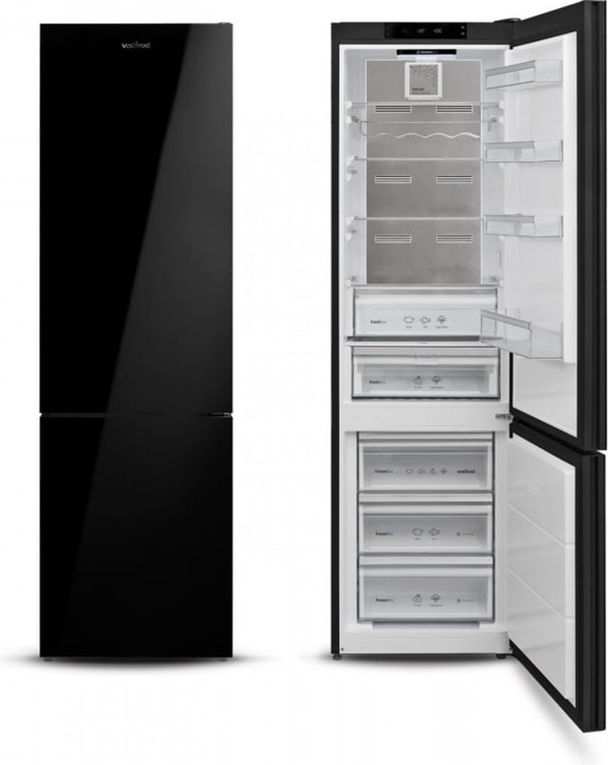 Vestfrost Koel-Vriescombinatie VR-FB383-2H0B - No*Frost - Zwart Glasdeur - 367 L - MaxiFresh Lade - 0 °C Lade - Alarm
