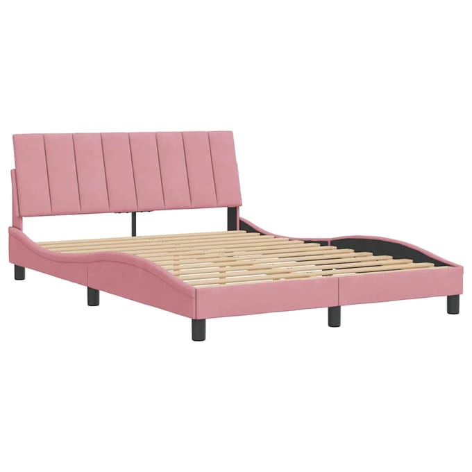 vidaXL - Bedframe - zonder - matras - "Hanko" - fluweel - roze - 140x200 - cm