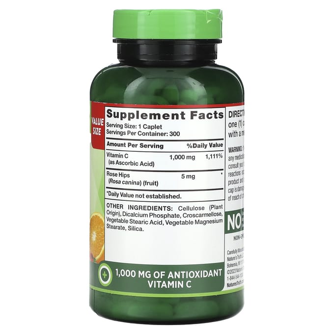 Nature's Truth, Vitamine C Plus Rose Musquée Sauvage, 1 000 mg, 300 comprimés