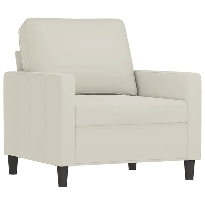 vidaXL - 3-delige - Loungeset - met - kussens - fluweel - crèmekleurig