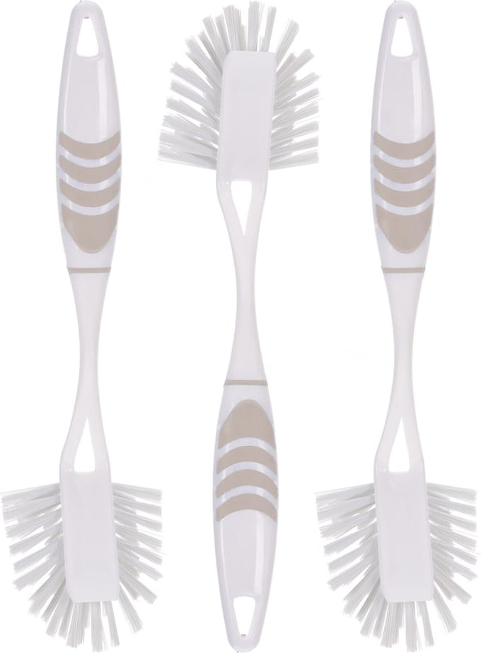 Afwasborstel met ophang lus - 3x stuks - grijs - 29 cm