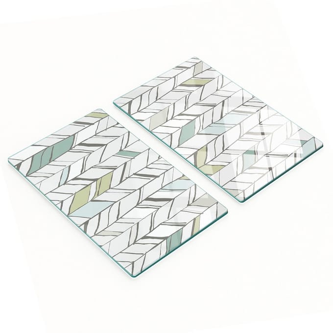 Glazen serveerplanken met visgraatpatroon, 2x30x52 cm