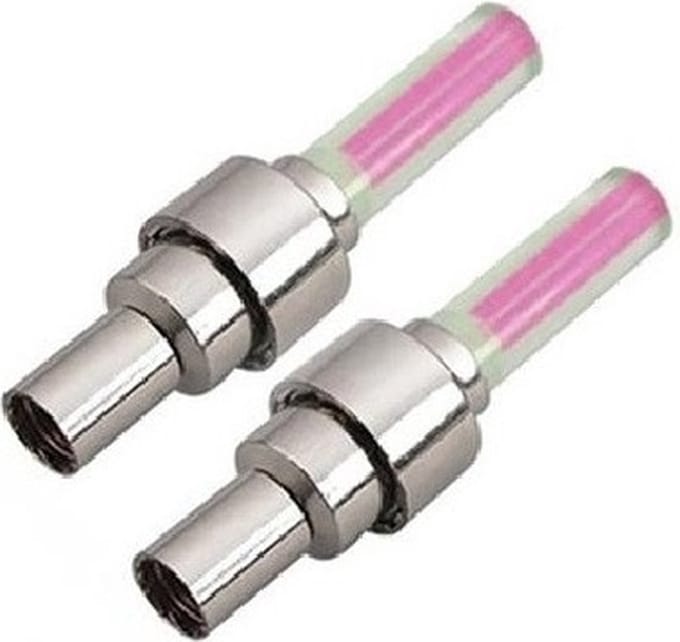 Ventielverlichting - 2x - roze - LED - incl. batterijen - fietsverlichting
