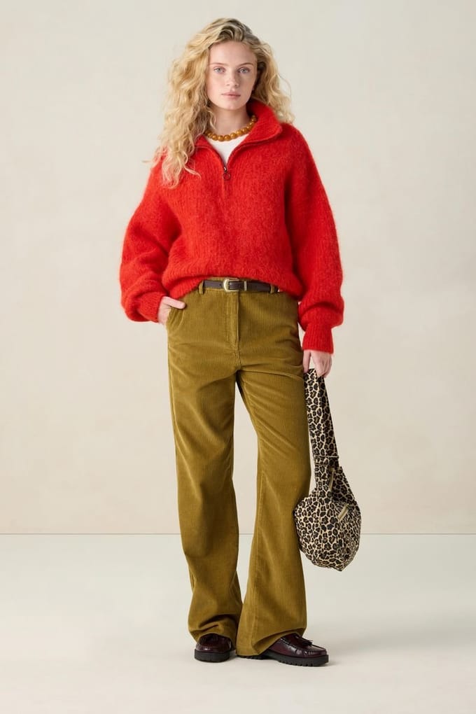 Sissy-Boy - Donkergroene straight leg corduroy broek