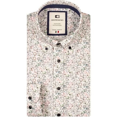 Giordano Overhemd Loretto Button Down Bike Pattern Rood-Multi / male