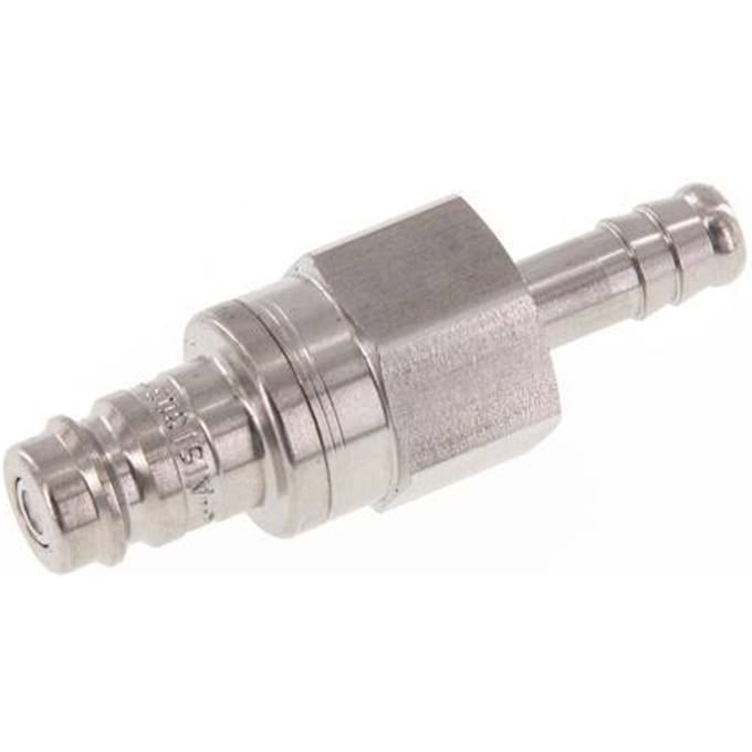 RVS DN 10 Luchtkoppeling Insteeknippel 9 mm Slangpilaar Double Shut-Off