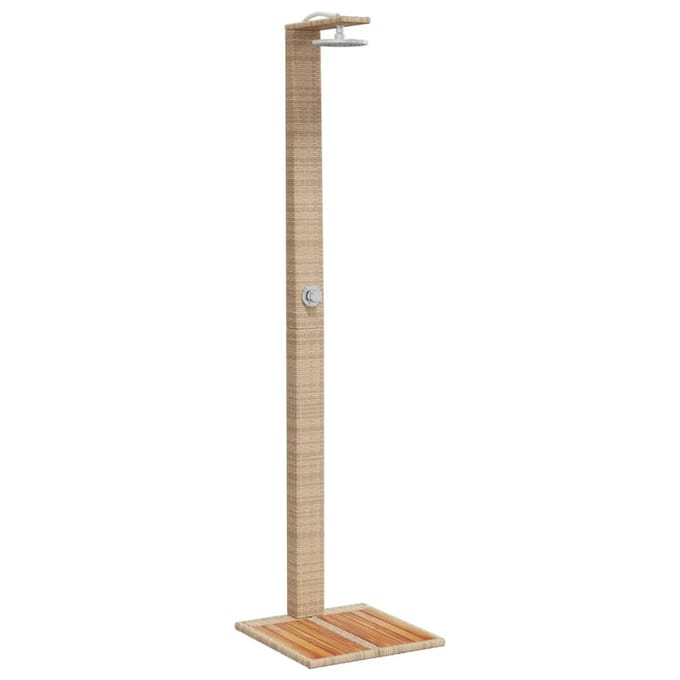 vidaXL - Buitendouche - 50x55x224 - cm - poly - rattan - en - acaciahout - beige