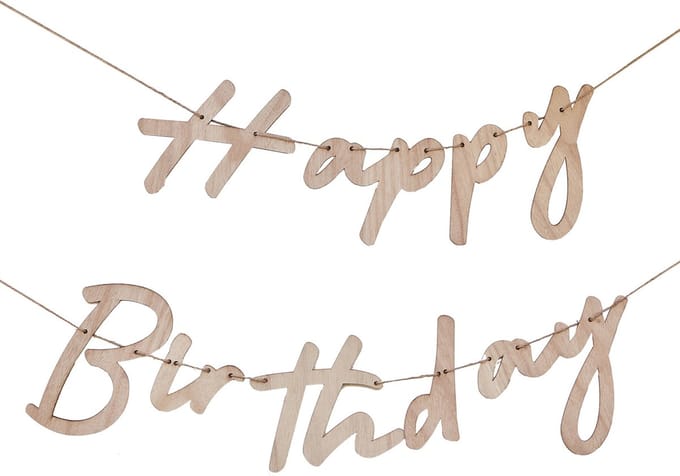 Ginger Ray - Houten slinger Happy Birthday